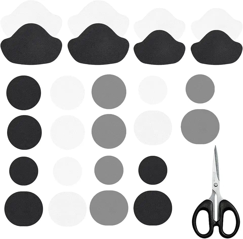 34 Stück Fersen Reparatur für Schuhe mit Schere, Sneaker Reparatur Patch, Fersenschutz für Schuhe, Schuhreparatur Set, Schuh Flicken Vorne für Sneaker High Heels Lederschuhen (Schwarz+Weiß)