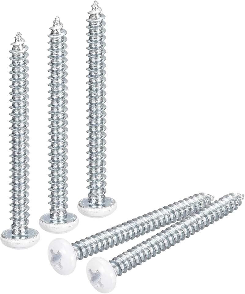 sourcing map ST3,5 x 35 mm weiße Schrauben selbstschneidende Schrauben, 50 Stück Flachkopf-Kreuzschlitz-Holzschrauben für Holzbearbeitung