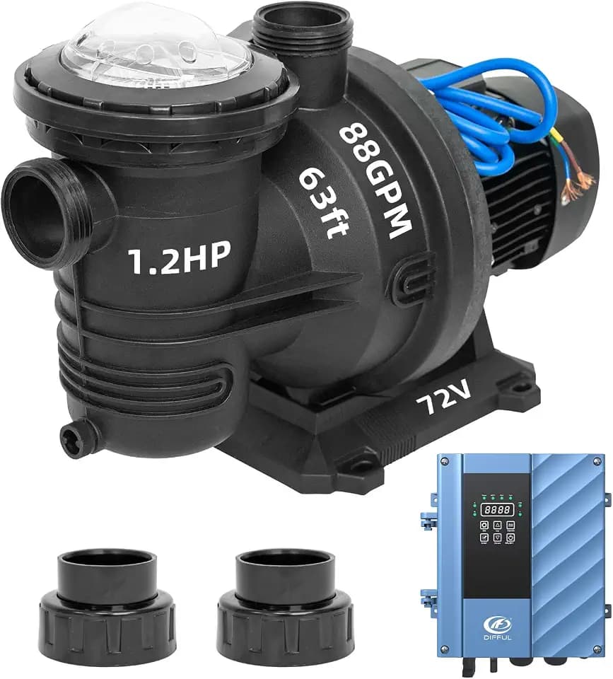 Solar Kit For Pool Pump, AC/DC 1.2 HP 88 GPM 72 V，Solar Pump