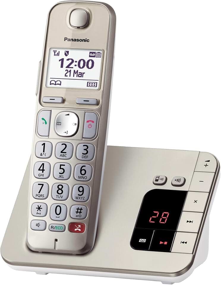 Panasonic KX-TGE260GN Schnurlostelefon mit Anrufbeantworter (Bis zu 1.000 Telefonnummern sperren, übersichtliche Schriftgröße mit starkem Kontrast, extra lauter Hörer, Voll-Duplex Freisprechen)