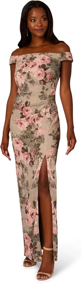 Adrianna Papell Women's Matelasse Column Gown