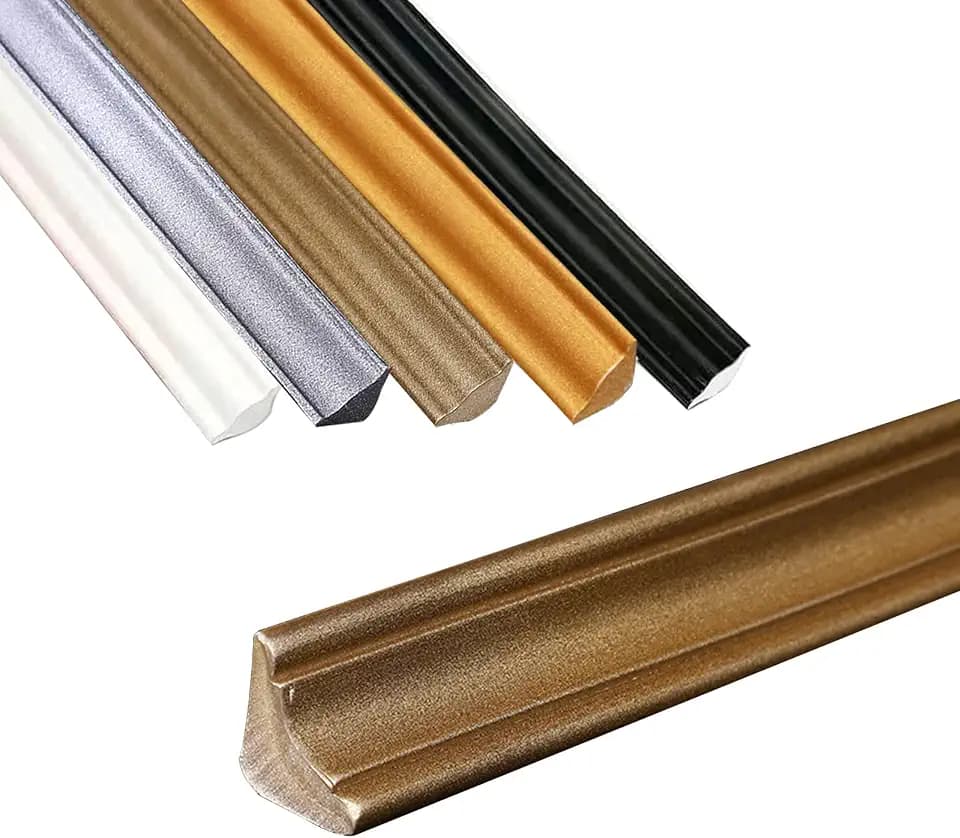 Flexible Viertelstab, Selbstklebende TPE Quadrant Zierleiste, Anti-Schimmel-Sockelleiste, Wasserdichte Zierleiste für Wandkanten, Schrankkanten, Fliesenkanten (Champagner Gold 5M, 12 * 9mm)