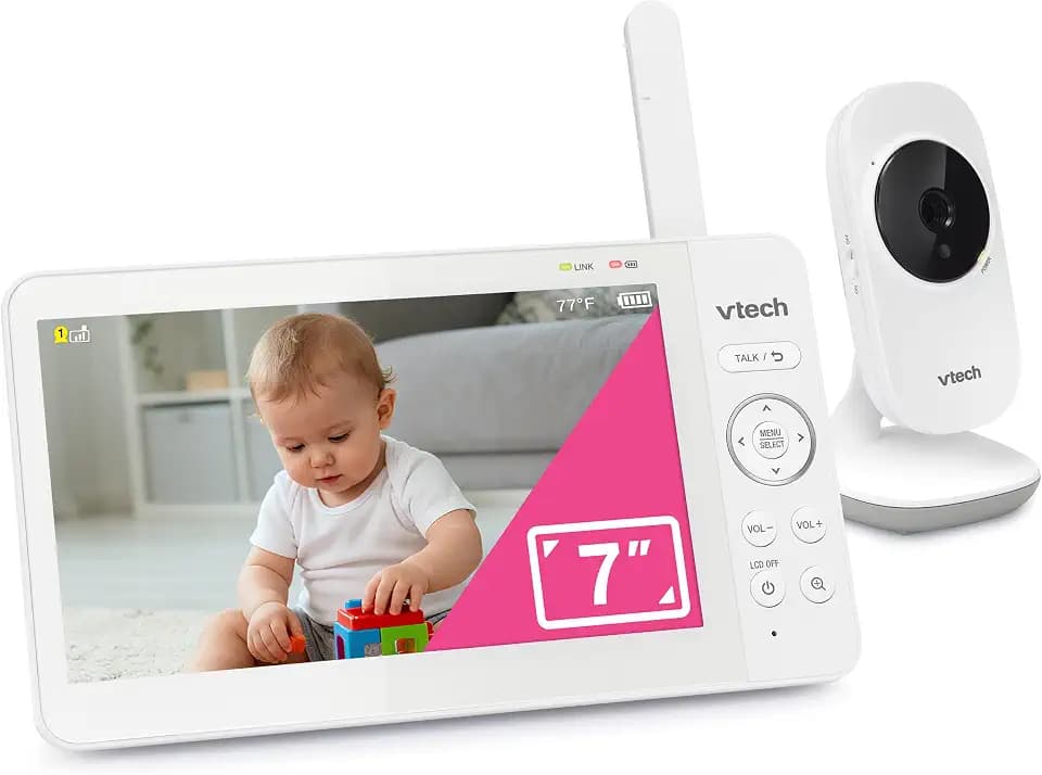 VTech Baby Monitor No WiFi with 7" Screen – 12Hr Battery, 1000ft Range, Night Vision, Two-Way Talk, Temperature Sensor, Lullabies, Sound-Activated Screen | 819 Max
