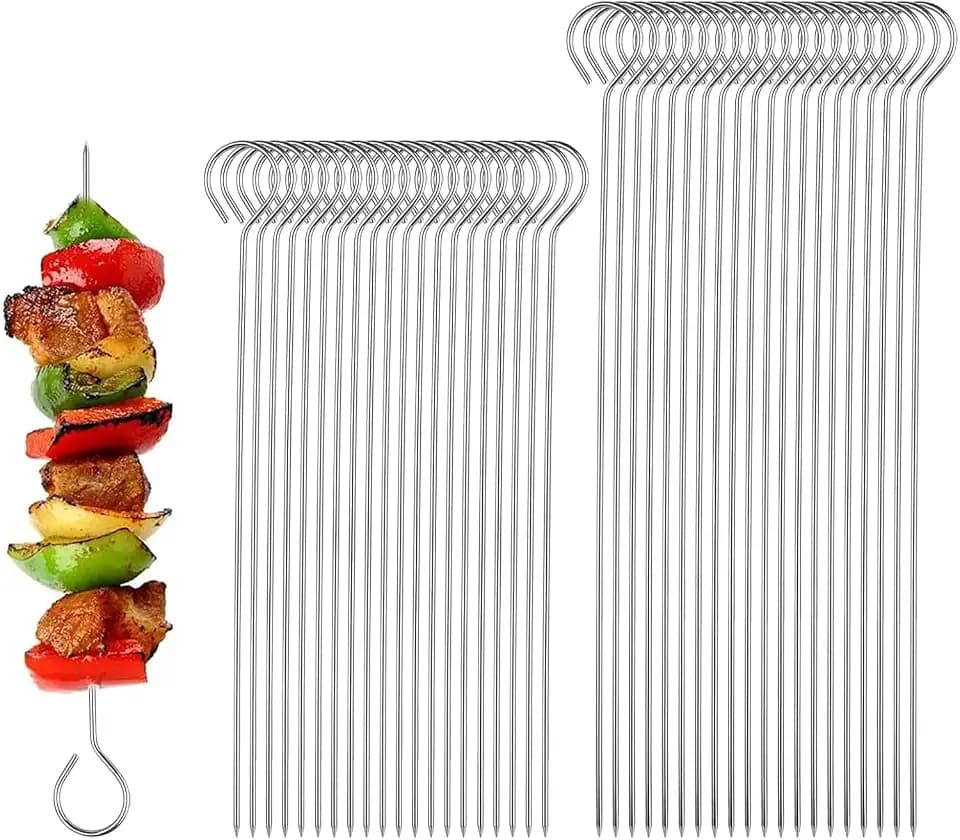 Schaschlikspieße Edelstahl Grillspieße Lang 20&25CM Spießhalter 40 Stücke