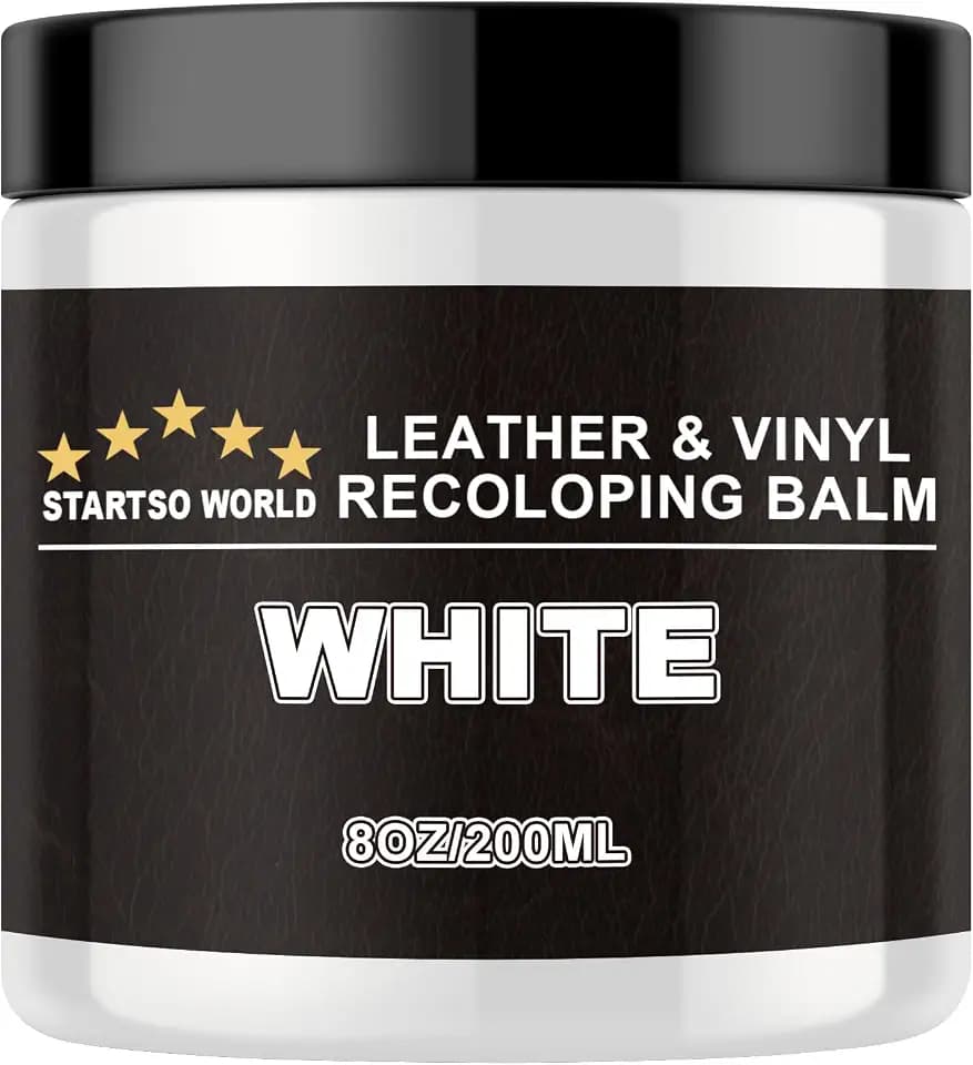STARTSO WORLD Leather Recoloring Balm - Repair Kit for White Furniture and Car Seats | Scratch Remover, Restores Faded Leather