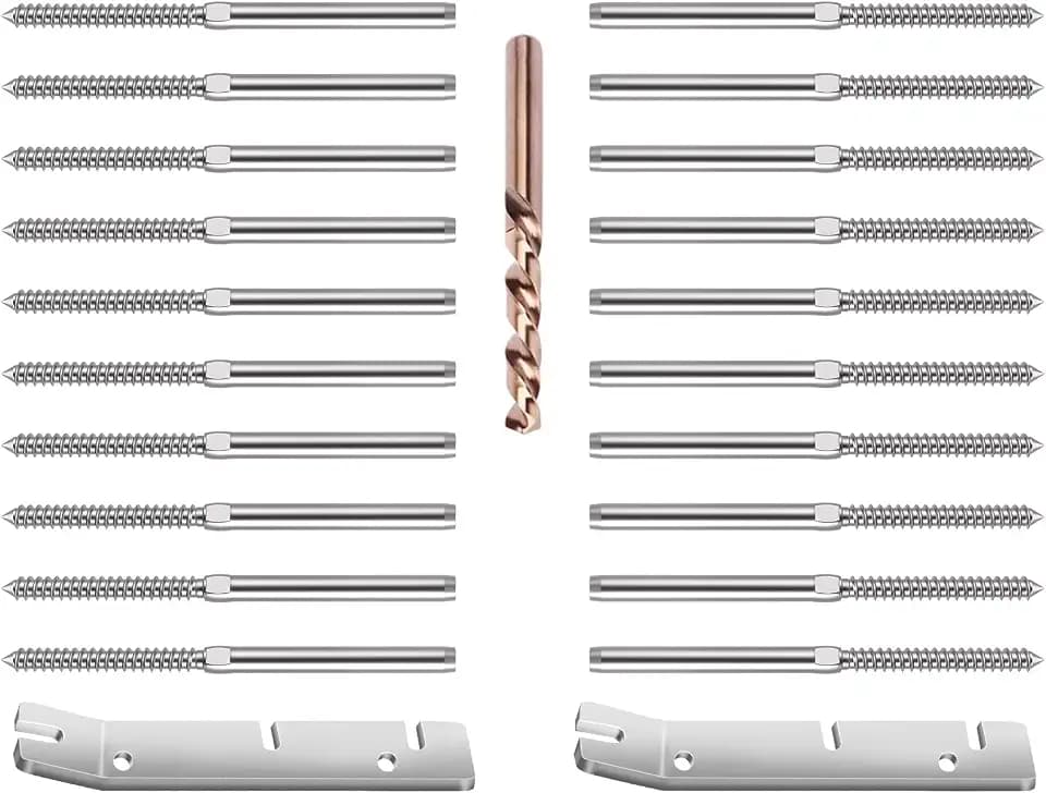 BLIKA 20 Pack 3/16" Cable Railing Left&Right Handed Thread Swage Lag Screws