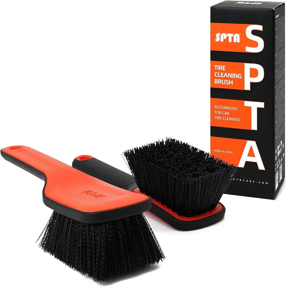 SPTA Tire Brush, Carpet Cleaning Brush, 2Pcs Wheel Brush, Carpet Cleaning Brush,Stiff Synthetic Bristles, Ergonomic Design Handle, Scrub Brush for Floor Mats,Car Wheel Hub Cleaning,Car Interior, Home