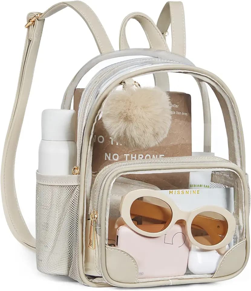 Missnine Small Clear Backpack for Stadium Events Anti-theft Mini Clear Bag for Sport Event Concert