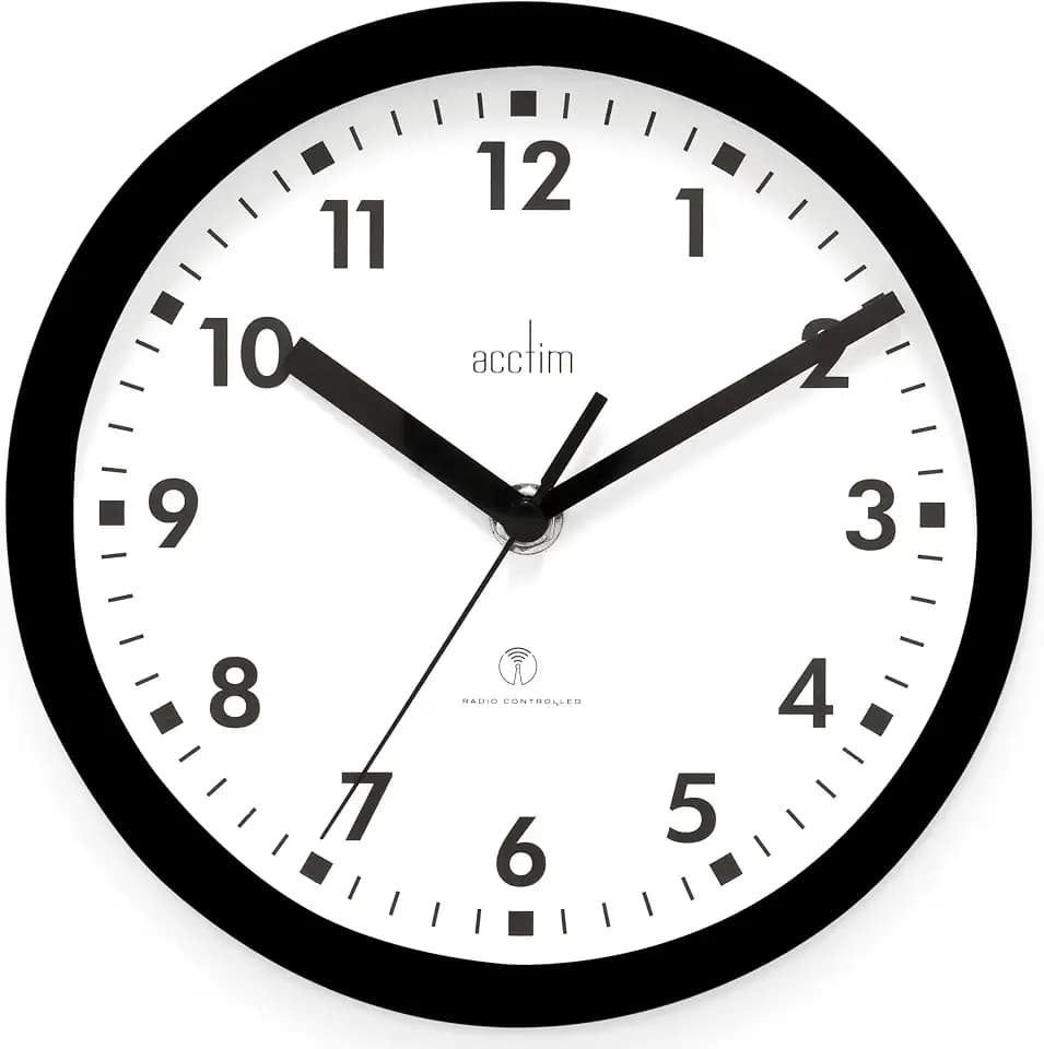 Acctim 74663 Nardo Funkgesteuerte Wanduhr, 20 cm, Schwarz