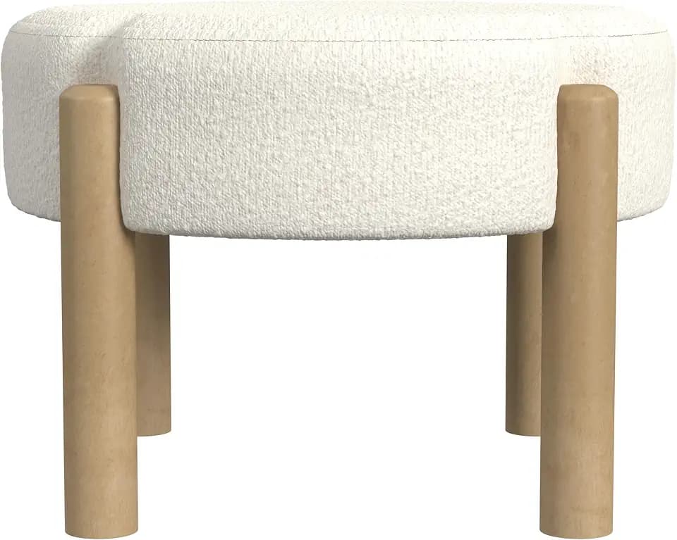 HomePop Luna 22" Round Ottoman - Cream Boucle