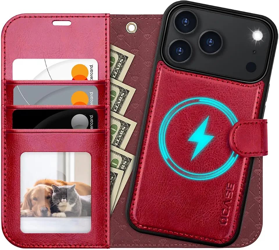 OCASE for iPhone 18 Pro/iPhone 17 Pro Detachable Wallet Case, Red