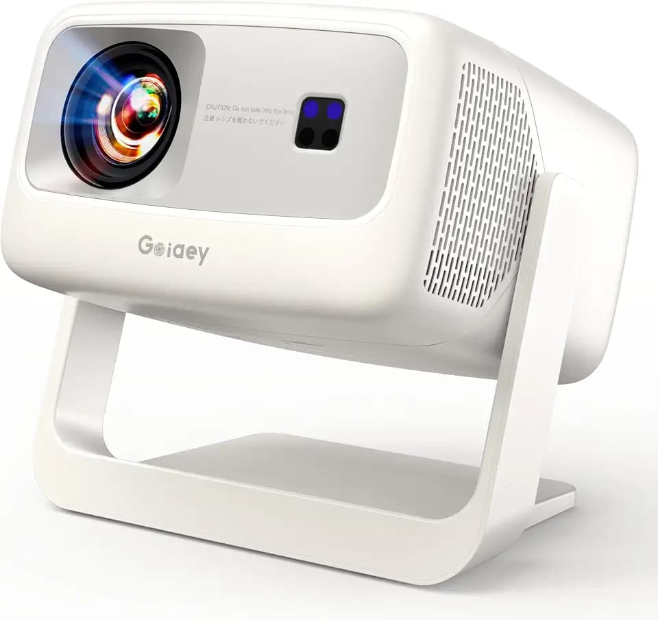 Outdoor-Projector-4K [High Brightness/One-Click Official App Downloads/Live TV/65W Dolby] with WiFi and Bluetooth, Auto Focus, All-in-One Streaming Proyector, GO2 White Short Throw Projector