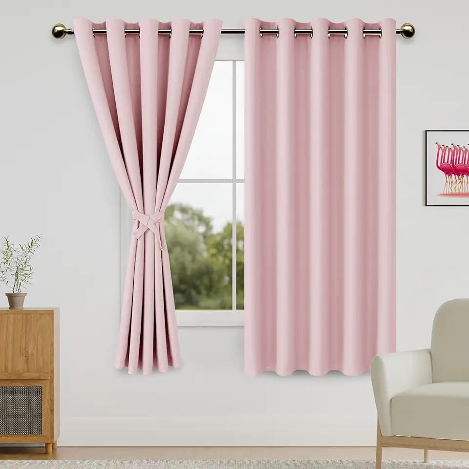 DWCN Blackout Curtains for Bedroom, 60 x 63 inch, Blush Pink, Set of 2