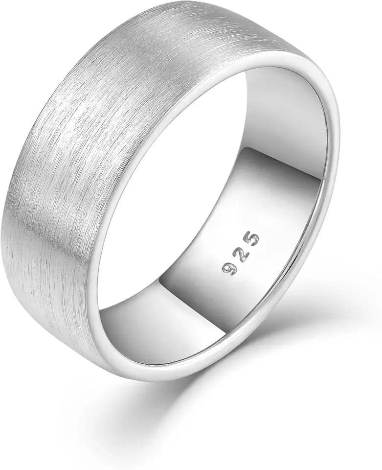 STARCHENIE Wedding Band Solid 925 Sterling Silver Ring for Men & Women Brushed Matte Finish