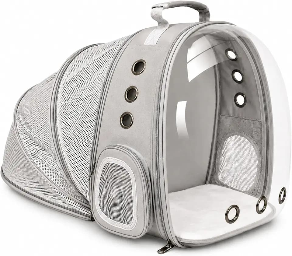 Expandable Cat Carrier Backpack with Bubble Window, Grey
