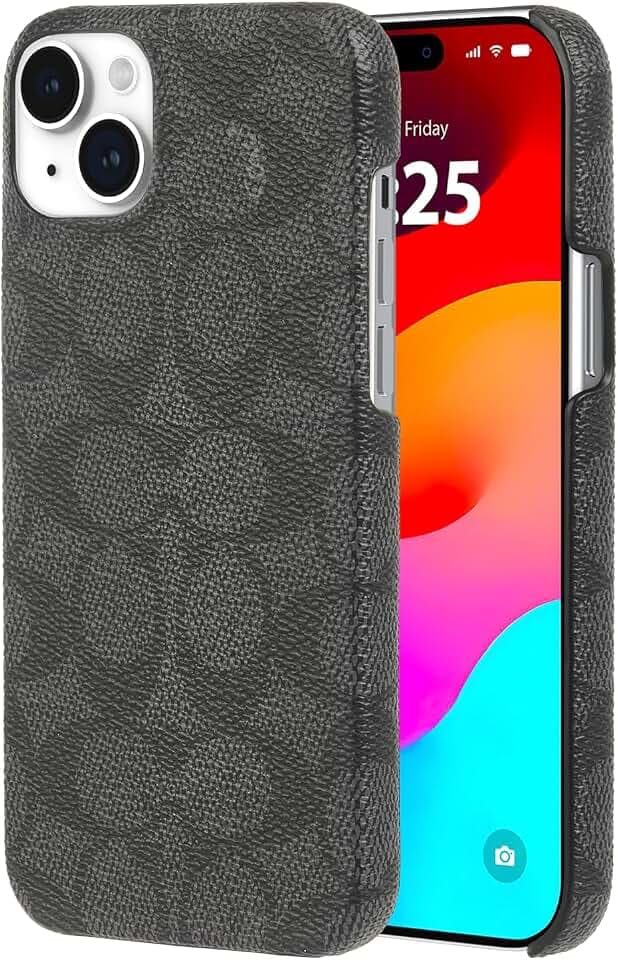 Coach Signature Canvas Slim Wrap iPhone 15 Plus Case, Compatible with Wireless Charging - Signature Charcoal