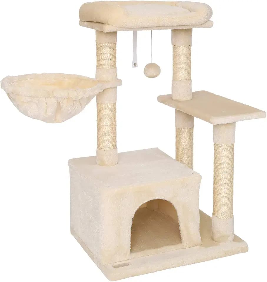 lionto Kratzbaum mit Höhle, Bett & Liegemulde, Höhe 85 cm, Beige