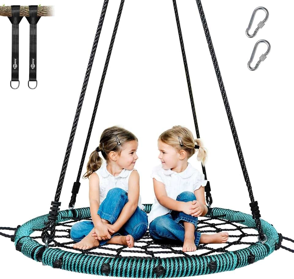 Trekassy 40" Spider Web Saucer Tree Swing for Kids & Adults - Green