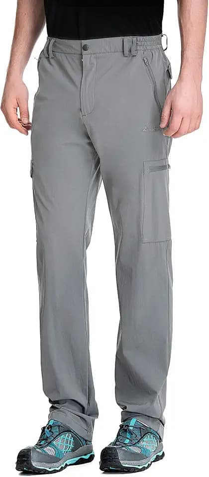 clothin Men's Elastic-Waist Travel Pant Stretchy Lightweight Multi-Pockets Quick Dry Breathable