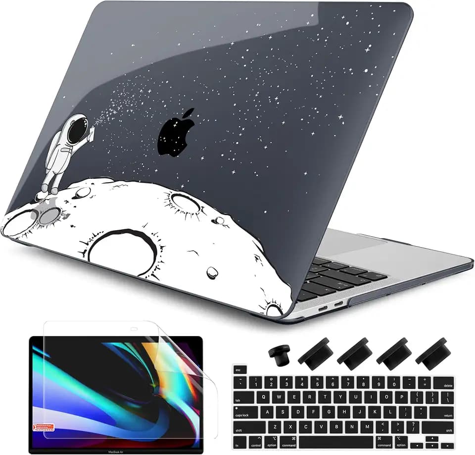 DONGKE Compatible with MacBook Pro 13 inch Case 2024 2023-2020 Release A2338 M2/M1 A2251 A2289 with Retina Display & Touch ID, Plastic Hard Shell & Keyboard Cover & Screen Film - Astronaut