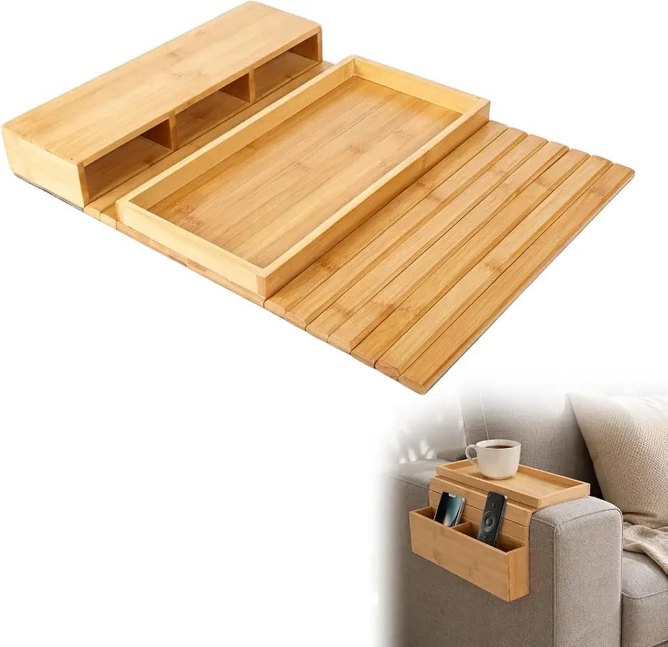 DREI Fächer Faltbares Couch Rutschfestes Sofatablett Armlehne