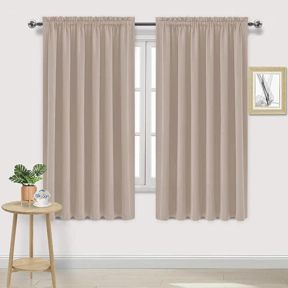 DWCN Wide Blackout Curtains for Bedroom Living Room 70 x 63 Inch Long Camel