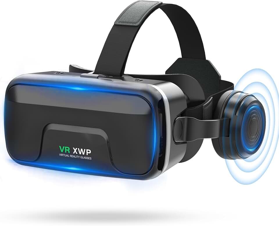 XWP VR Brille Mit Kopfhörern, 3D Virtual Reality Headset Mit HD-Anti-Blaulicht-Linsen, Für Spiele&3D Filme,Kompatibel Mit iPhone Und Android 4,7–7,2 Zoll Smartphones,Geschenke Für Freunde Und Familie