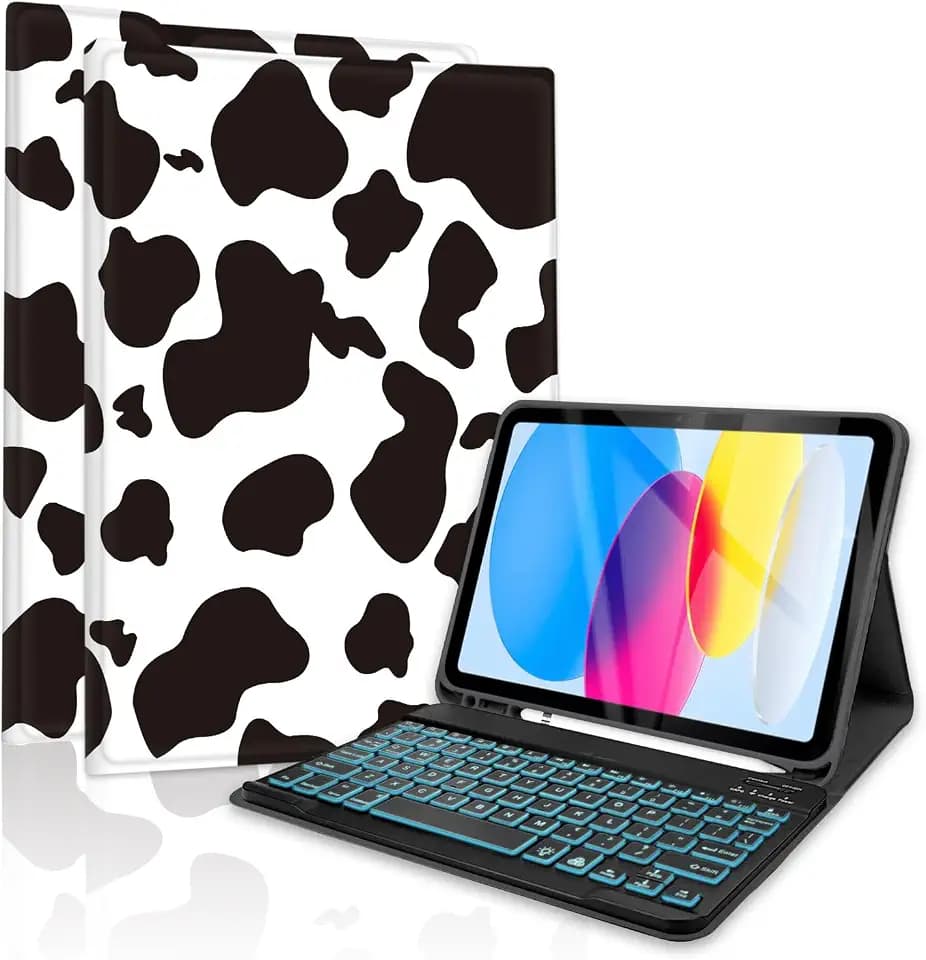 for iPad 9th Generation Keyboard Case 10.2" 2021, Magnetically Absorbent, Auto Sleep/Wake, Pencil Holder for iPad 8th Gen 2020, 7th Gen 2019, Air 3rd, pro 10.5" (Black Cow)