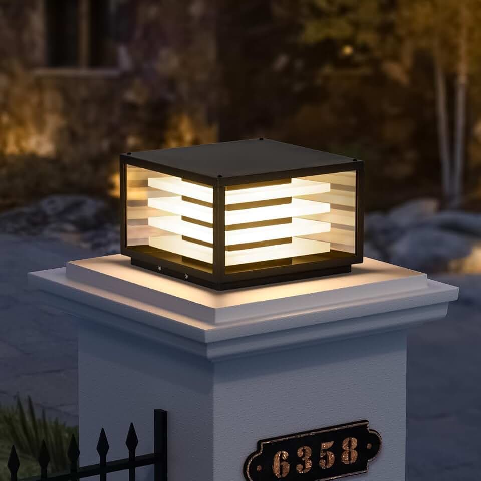 MVBT 11.8'' Outdoor Post Lights Hard Wired, Glass Pillar Lights Outdoor