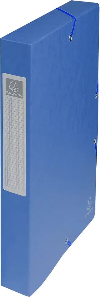 Exacompta 50402E 1 Abheftbox mit Gummibändern Exabox aus Glanzkarton 600g/m2 Rückseite 4 cm Maße 25 x 33 cm für A4-Dokumente Farbe blau wird montiert geliefert