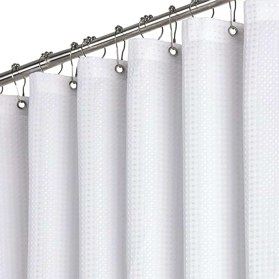 BTTN Duschvorhang Waffelstruktur 180x200 cm Anti-Schimmel wasserdicht, Weiß
