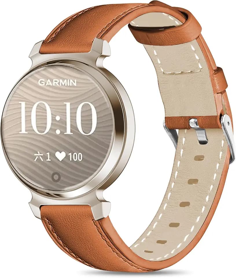 Leather Bands Compatible with Garmin Lily 2, 14mm Top Grain Soft Loop Straps Quick Release Replacement Adjustable Wristband for Lily 2 Classic/Active Smart Watch Accessory for Grace Women