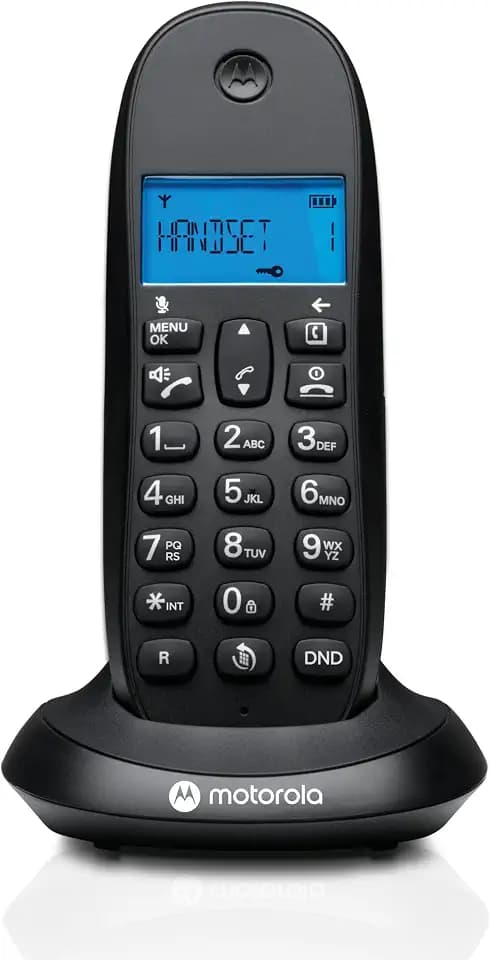 Motorola C1001CB+ – Digitales DECT-Schnurlostelefon – Anrufblockierungsmodus, Anrufer-ID, Freisprecheinrichtung, Telefonbuch mit 50 Nummern, hintergrundbeleuchteter Bildschirm – Schwarz