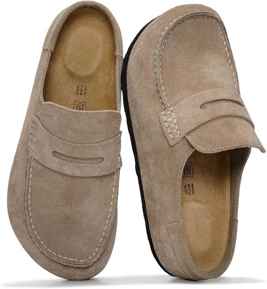 100% Genuine Leather Moccasin Style Clogs for Women - Fall Shoes for Women