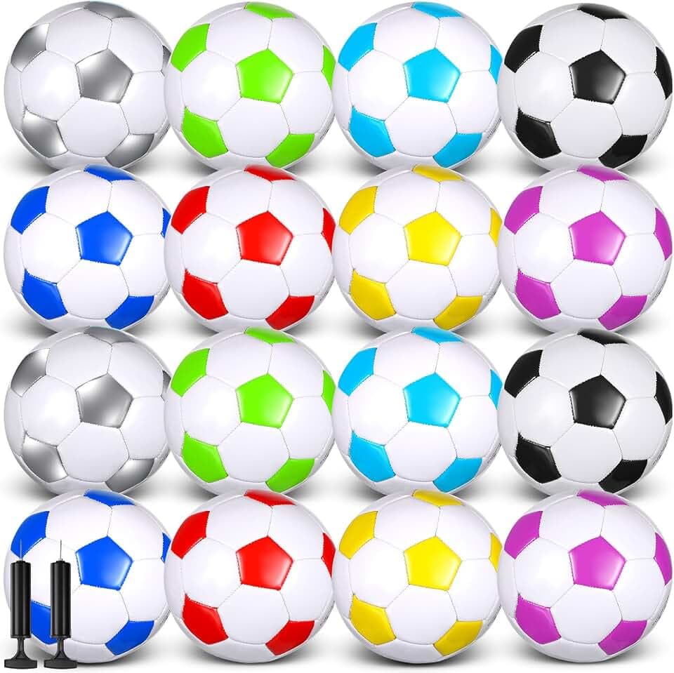 Soulchen 16 Pcs Soccer Balls Bulk with 2 Pcs Pump