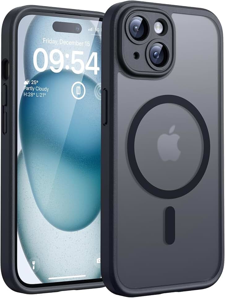 TOCOL für iPhone 15 Hülle, Kompatibel mit MagSafe, Schwarz