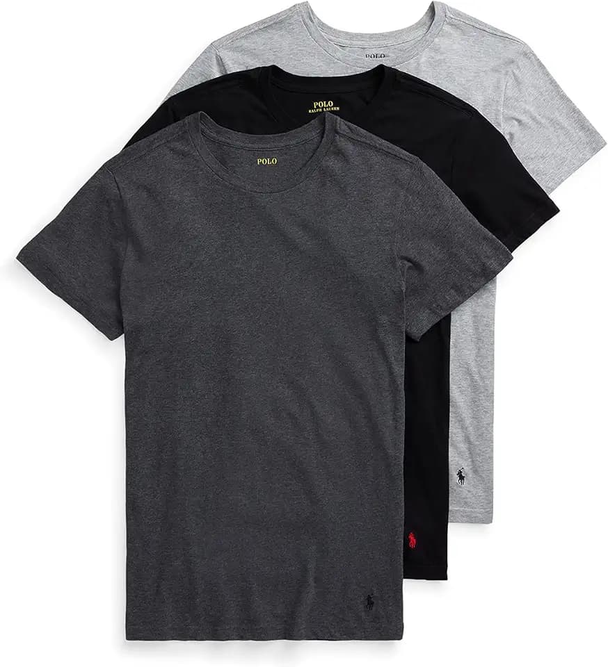 POLO RALPH LAUREN Men's T-Shirt, 3-Pack, Classic Men's Cotton Crewneck Shirts, Moisture-Wicking, (Long, Big & Tall)
