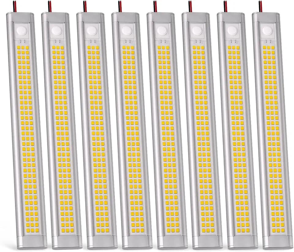 12V LED Light Strip, Enclosed Trailer Light, 12 Volt Lights, 12v LED Strip for RV Interior, Strip Lights for Cargo Trailer, Truck, Van, Shed, RV(8Pack, 4000K, Silver)
