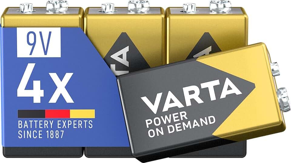 VARTA Batterien 9V, 4 Stück, Power on Demand, Alkaline Block-Batterie