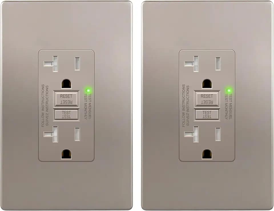 LIDER GFCI Outlet 20Amp, GFCI Receptacle, ETL Listed, Matte Nickel, 2-Pack