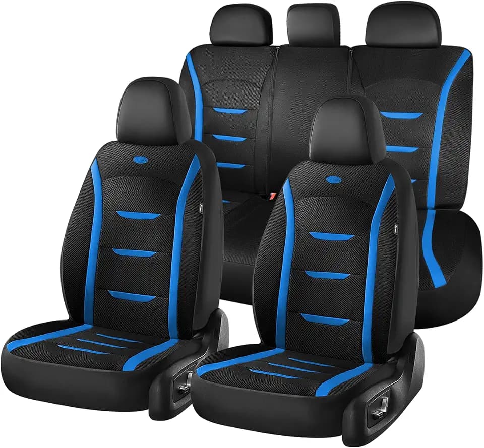 FLORICH Car Seat Covers Full Set, Air Cool Mesh Thick Car Seat Covers, Car Seat Protectors 5 Seats Airbag Compatible, Front and Rear Seat Covers, Breathable Automotive Seat Covers Fit for Most Cars