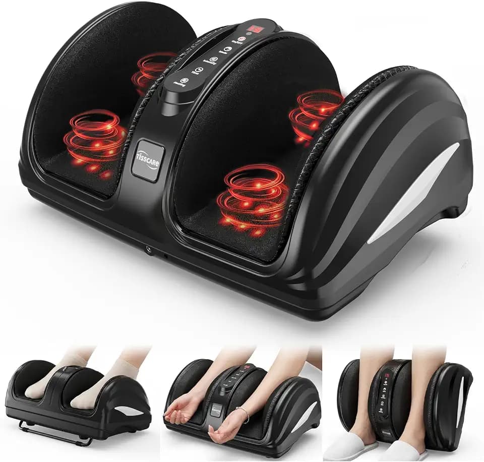 TISSCARE Foot Massager for Neuropathy: Shiatsu Feet Massager with Heat for Plantar Fasciitis, Pain Relief, Circulation, Deep Kneading Relaxation Massage for Women Men