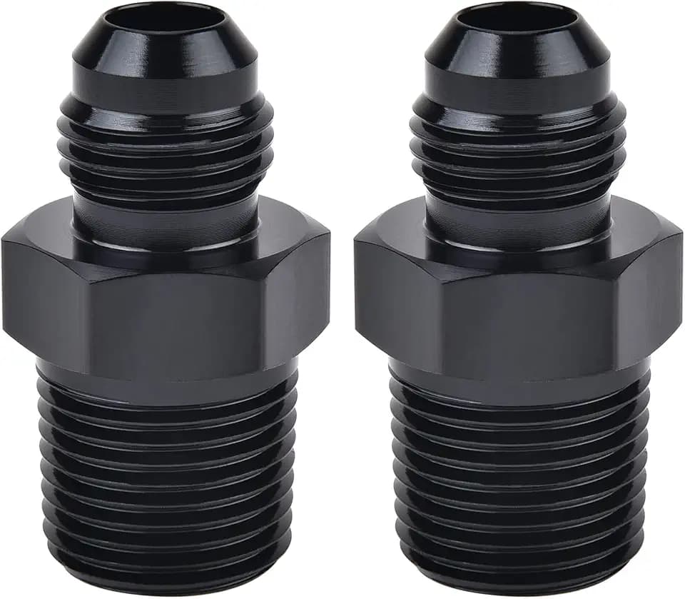 EVIL ENERGY 6AN Male Flare to 3/8" NPT Pipe Fitting Adapter Aluminum Straight Black 2PCS