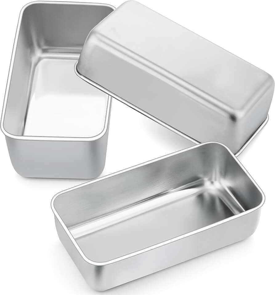 Joyfair Kastenform 3er Set, Edelstahl Brotbackform Toastbrot Backform, Brotform Königskuchenform für Brot/Kuchen/Toast, 23cm x12cmx6cm, Gesund & Ungiftig, Einfach zu Entformen & Spülmaschinenfest