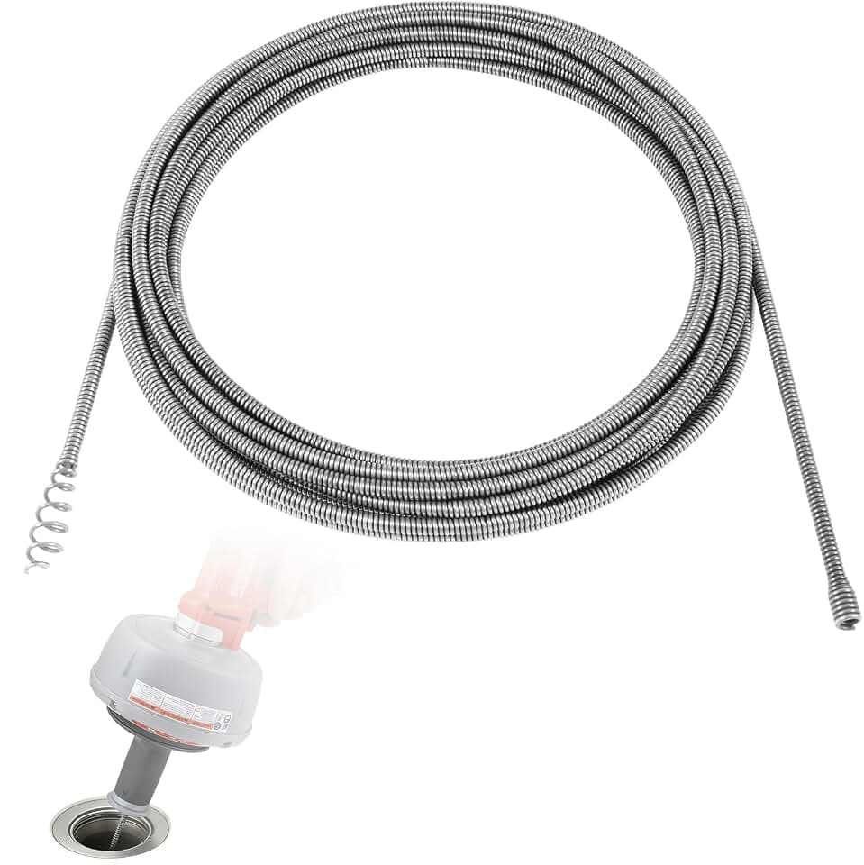 21338 Auto-Spin Replacement Cable for Ridgid - 1/4" x 30' Drain Snake Cable Compatible with K-45 Sink Machine, Professional Drain Auger for Kitchen Sinks, Tubs, Showers