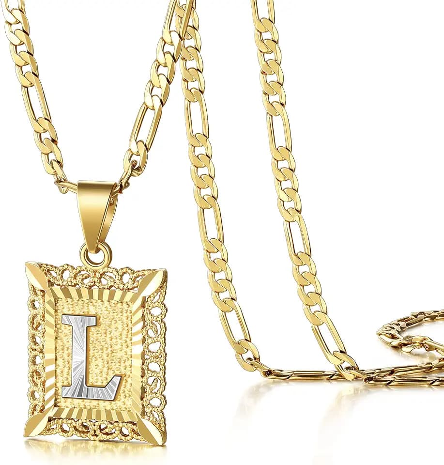 KissYan Initial Letter Pendant Necklace for Women Mens