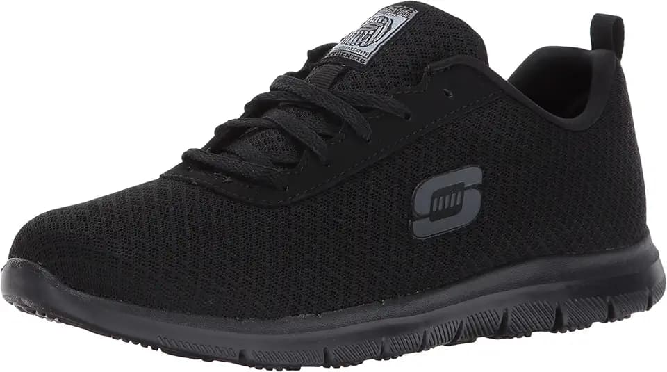 Skechers Women's Ghenter Bronaugh Work Shoe, Black, 7.5 Wide US