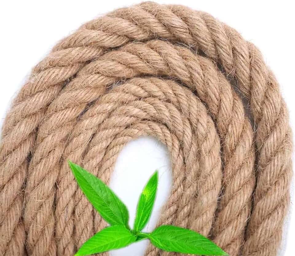 ，Jute Rope ，Natural Garden Jute Twine Cord，Tug of War Rope, Barrier, Handrail,Made of (20mm-30M)