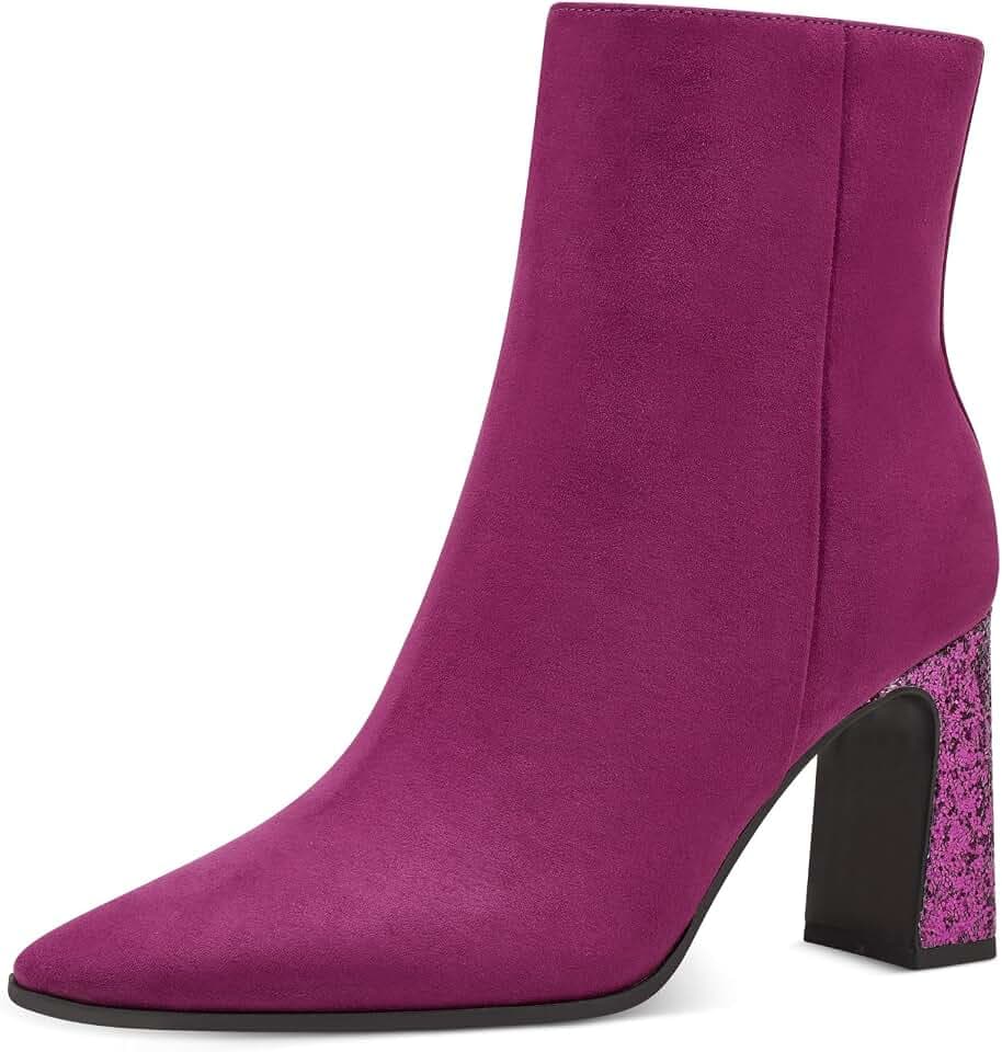MARCO TOZZI Damen Stiefeletten mit Absatz Elegant Glitzer, Rosa (Grape Comb), 39