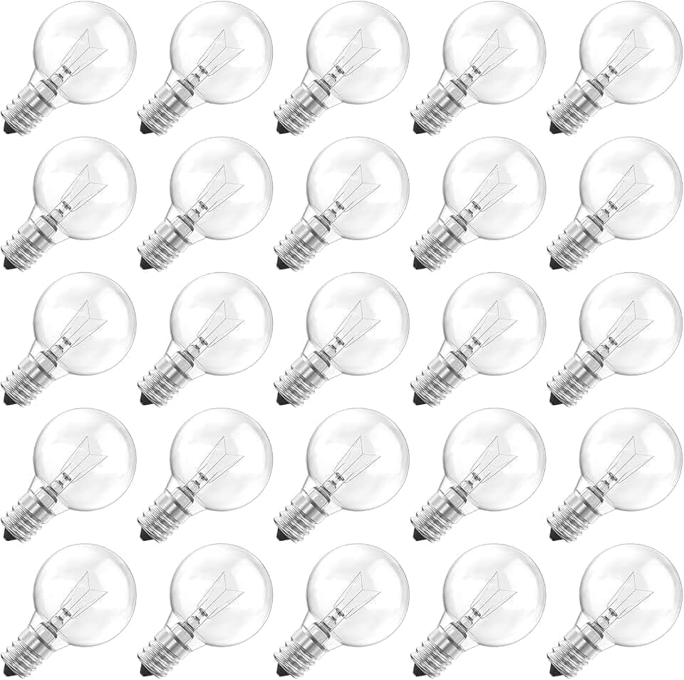 Brightown 25 Pack G40 Replacement Light Bulbs, E12 Base, Warm White